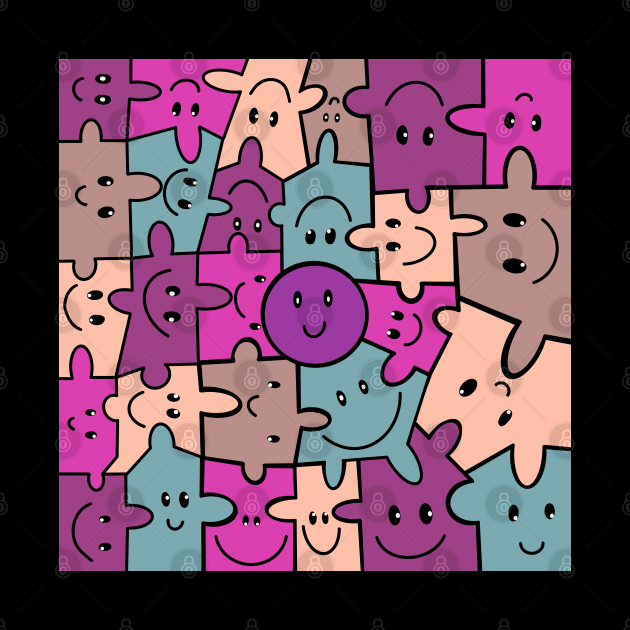 Smiley Faced Puzzle Pieces by Suneldesigns