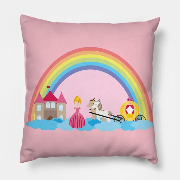 Unicorn and princess 3 Pillow by grafart