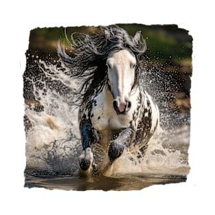 Irish Cob Galloping through Water T-Shirt