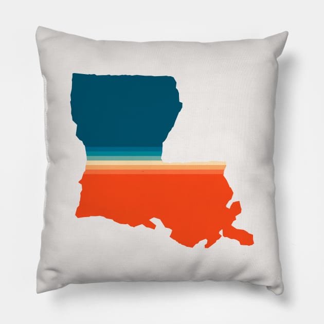 Louisiana State Retro Map Pillow by n23tees
