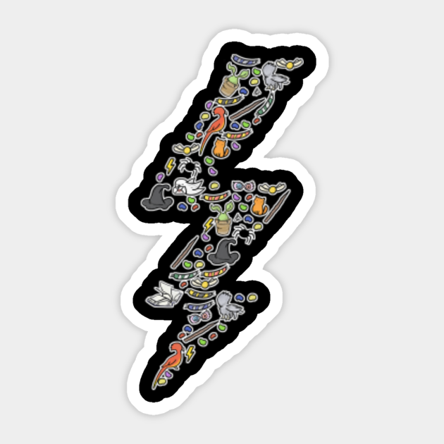 Doodle Lightning Pattern Harry Potter Graphic Sticker Teepublic