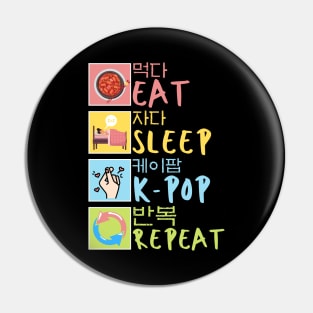 Eat Sleep K-pop Repeat South Korea Music And Japanese Noodles lover Pin