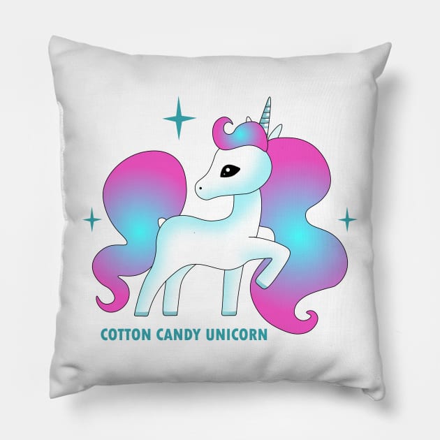 Cotton candy unicorn Pillow by Karroart