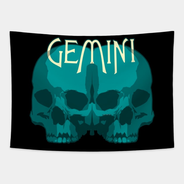 Gemini Blue Skulls Tapestry by RyanJGillDesigns