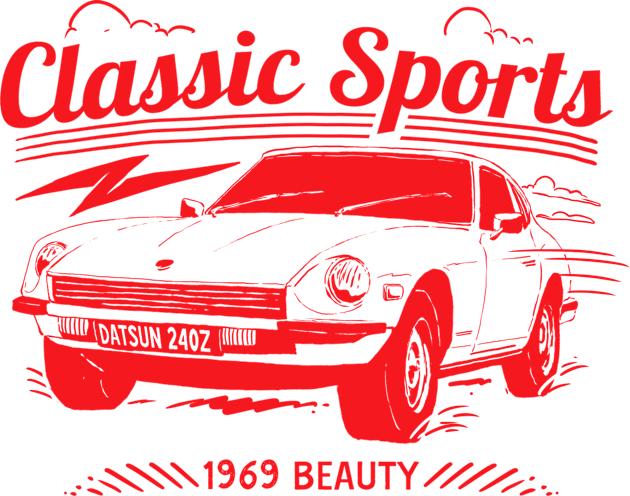 Datsun 240Z Classic Sports Retro groovy style Kids T-Shirt by A Comic Wizard