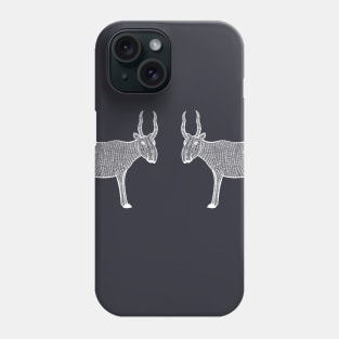 Saiga Antelopes in Love - cute antelope design - dark colors Phone Case