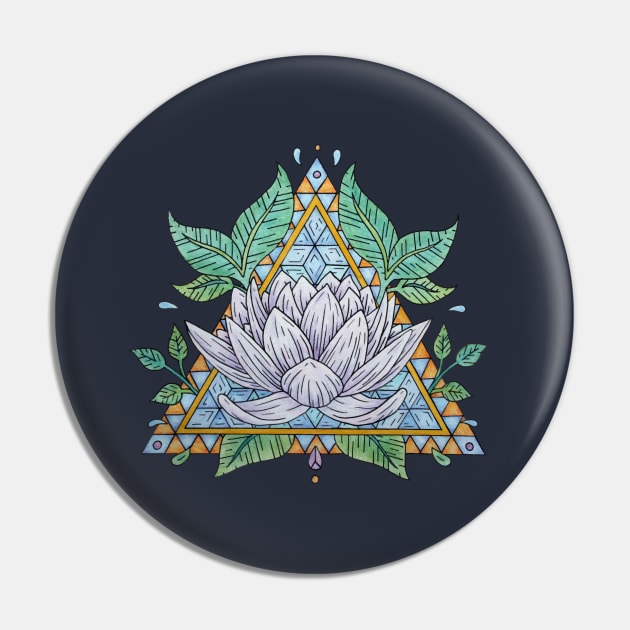 Stained Glass Lotus Illustration Pin by bblane