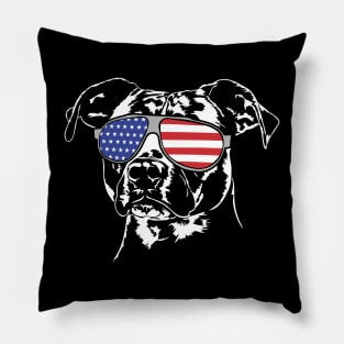 Patriotic American Staffordshire Terrier American Flag Sunglasses Pillow