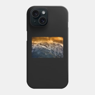 Mountains with snow in the sunset Phone Case