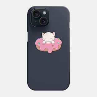 Kawaii Cat in a donut t-shirt Phone Case