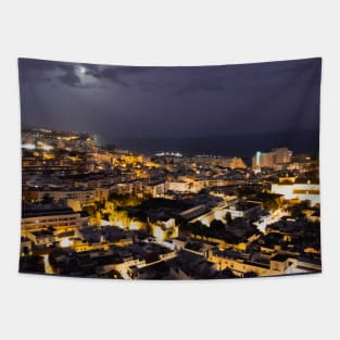 Panoramic View Of Marbella At Night Tapestry