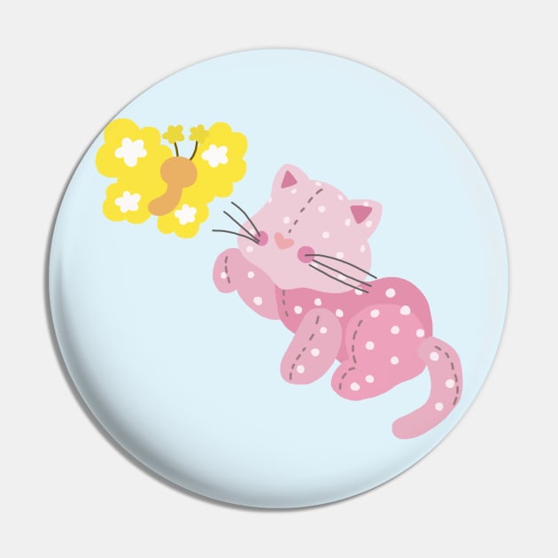 Cat and Butterfly Pin by ElviaMontemayor