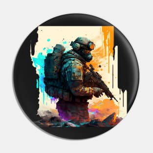 Soldier watercolor print Pin