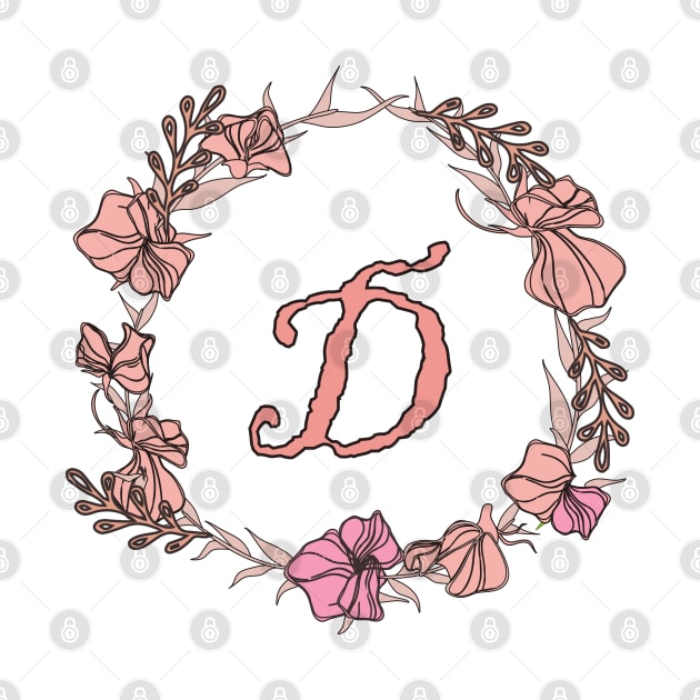 Letter D Rose Pink Initial Monogram - Letter D by Tilila