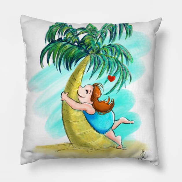 Hug a Palm Tree Pillow by Fernanda Campos