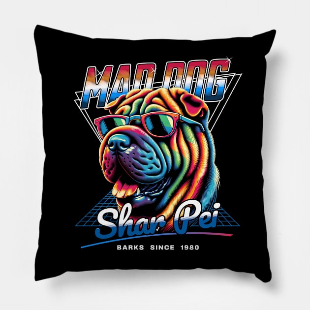 Mad Dog Shar Pei Pillow by Miami Neon Designs