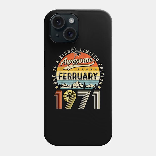 Awesome Since February 1971 Vintage 52nd Birthday Phone Case by PlumleelaurineArt