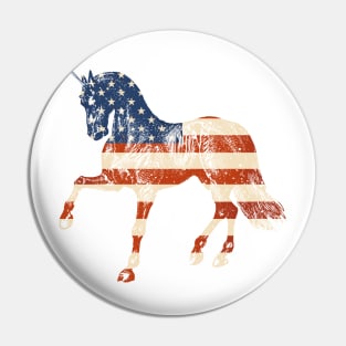 American Unicorn Distressed USA Flag Patriotic Pin