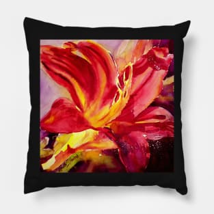 Red Day Lily Pillow