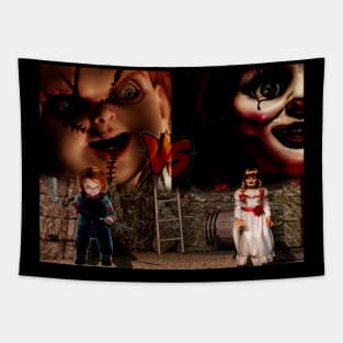 chucky doll VS annabelle doll - halloween 2023 Tapestry