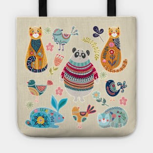 animal bird hand drawn collection Tote