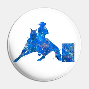 Barrel racing rider blue art Pin