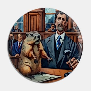 watercolor groundhog in the courtroom Pin