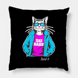 Ski Hard Send It Cat ing Sun And Pillow