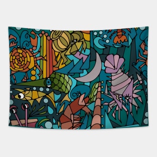 Cubist Crustacean Critters Tapestry