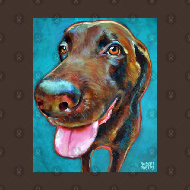 Chocolate Labrador on Blue by Robert Phelps by RobertPhelpsArt