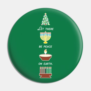 Peace on Earth Multicultural Holiday Diversity Symbols Pin