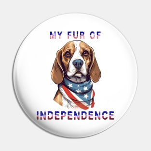 Beagle Funny USA Flag 4th of July Fur Of Independence Pin