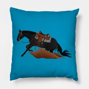 Black Reining Horse - Equine Rampaige Pillow