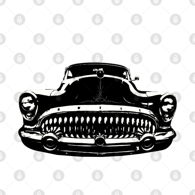 1953 Buick Black and White by GrizzlyVisionStudio