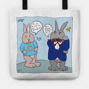 Is it hard to be a Nihilist? Nietzsche schools the Bunny funny cartoon Tote