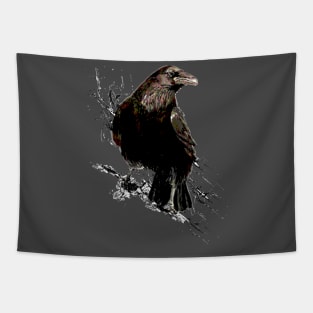 Watercolor Raven Corvid Bird Wildlife Art Tapestry