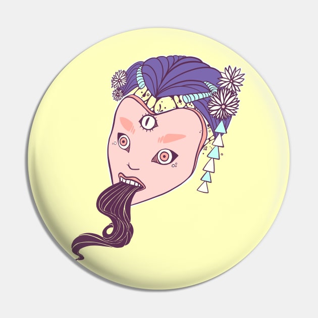 Third Eye Geisha Girl Pin by cellsdividing