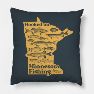 Hooked on Minnesota Fishing - Vintage MN Sportsman Souvenir Pillow