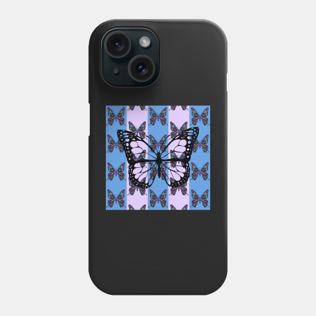 Butterfly & Stripes Graphic Art Inspiration, Happy Inspirational Design Home Decor, Apparel & Gifts Phone Case by tamdevo1