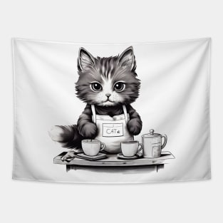 Cat Cafe Cute Barista Tapestry