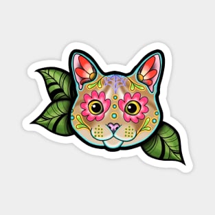 Orange Tabby Cat - Day of the Dead Sugar Skull Kitty Magnet