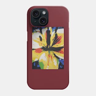 abstract painting of yellow, red and black flower Phone Case