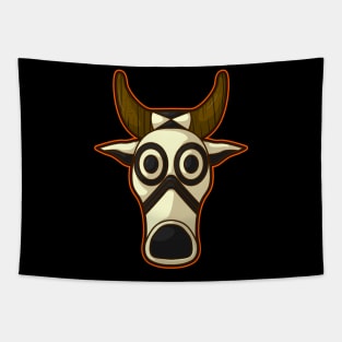 Ancient african aboriginal cow mask design Tapestry