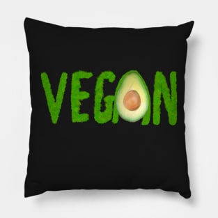 Vegan written with grass and an avocado Pillow