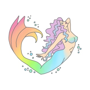 Mermaid rainbow feminist girly ariel tumblr ocean dolphin print T-Shirt