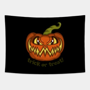 Pumpkin cartoon trick or treat Tapestry