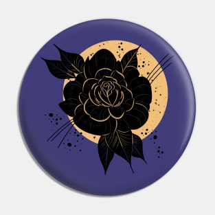 Black Rose Yellow Moon Pin