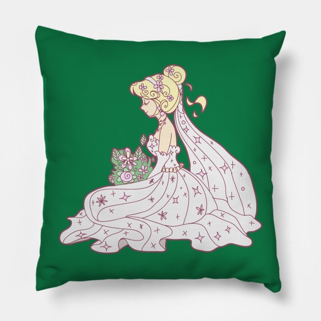 Women Wearing a Wedding Dress Pillow by saradaboru