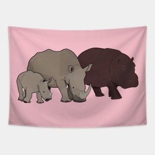 Hippopotamus and Rhinos Tapestry