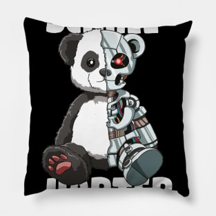 Cute Panda Bear Scary Robot Cybernetic Animal Lover Pillow